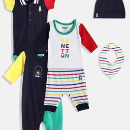 United Colors of Benetton Infant Boys Pack of 6 Pure Cotton Baby Apparel Gift Set-23