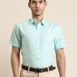 SOJANYA Men Sea Green Classic Regular Fit Solid Pure Cotton Formal Shirt-image-99
