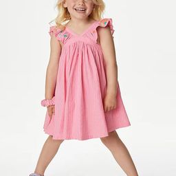 Marks & Spencer Girls Striped Embroidered Detail Pure Cotton A-Line Dress-image-23