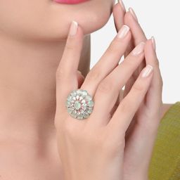 Zaveri Pearls Rose Gold-Plated CZ-Studded Adjustable Finger Rings-image-83