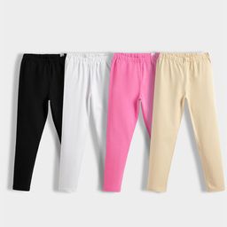 Orange Sugar Infant Girls Pack Of 4 Breathable Ankle-Length Leggings-image-30