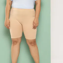 Leading Lady Woman Beige Pure Cotton Solid High-Rise Lounge Shorts-picture-40