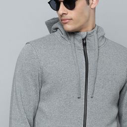 Skechers Men Grey Melange Solid Hooded Sweats Lounge Sherpa Sweatshirt-image-93