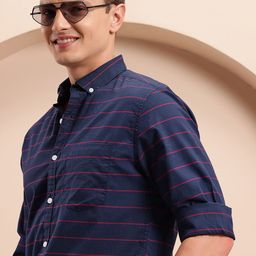 Mast & Harbour Men Horizontal Striped Pure Cotton Casual Shirt-picture-43