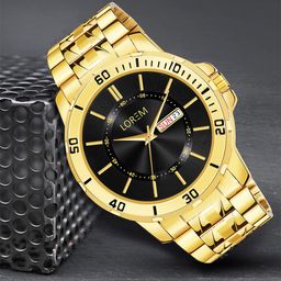 LOREM Men Brass Dial & Stainless Steel Bracelet Style Straps Analogue Watch LR132-image-31