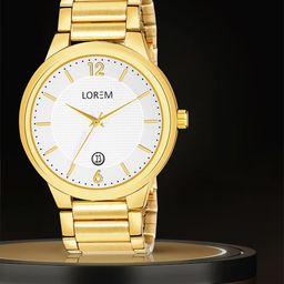 LOREM Men Brass Dial & Stainless Steel Bracelet Style Straps Analogue Watch LR136-image-52