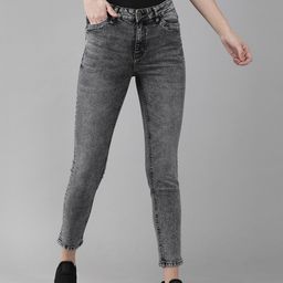 The Roadster Lifestyle Co Women Charcoal Grey Skinny Fit Mid-Rise Clean Look Jeans-image-77