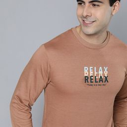 M&H Easy Men Brown Typography Printed Sweatshirt-image-60