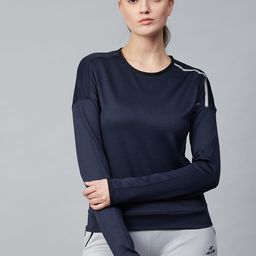 Alcis Women Navy Blue Solid Running Pullover Sweatshirt-image-48