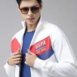 U.S. Polo Assn. Men White & Red Cotton Colourblocked Sweatshirt-picture-29