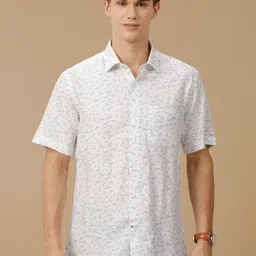Linen Club Men Contemporary Slim Fit Abstract Printed Linen Casual Shirt-image-38