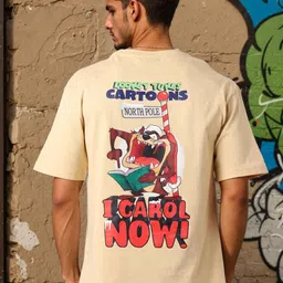 The Indian Garage Co Men Looney Tunes Graphic Printed Round Neck Cotton Boxy T-shirt-picture-27