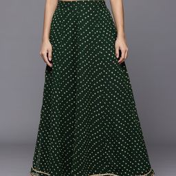 Varanga Women Bandhani Printed Gotta Patti Detail Flared Maxi Skirt-56