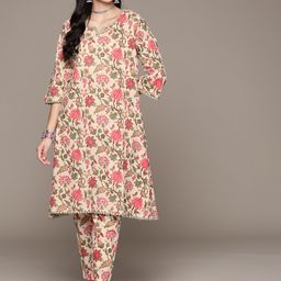 Readiprint Fashions Floral Printed Pure Cotton Kurta with Trousers-picture-12