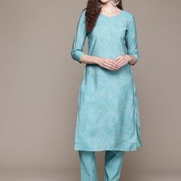 Readiprint Fashions Bandhani Printed Zari Pure Silk Kurta With Trousers-image-9