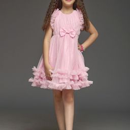 KidsDew Girls Solid Embellished Fit & Flare Above Knee Dress-image-80