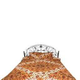Exotic India Brown & White Floral 300 TC Queen Bedsheet with 2 Pillow Covers-image-43