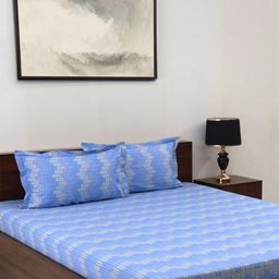 BOMBAY DYEING florentine Blue Printed Pure Cotton 144 TC Queen Bedsheet Set 2.28 X 2.54 m-image-23