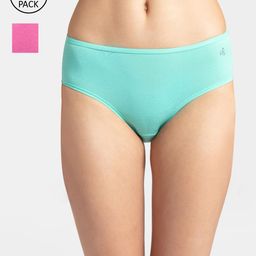 Jockey Women Pack of 2 Solid Assorted High Coverage Cotton Mid Waist Hipster Briefs SW02-image-50