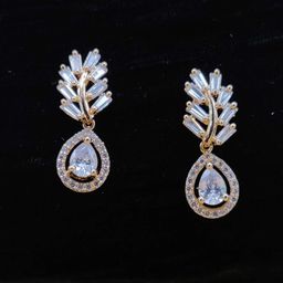 JYONA Rose Gold-Plated American Diamond & CZ Studded Contemporary Drop Earrings-image-71