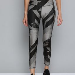 Reebok Women Black & Grey Lycra Run Essential All Over Print Tights-image-9
