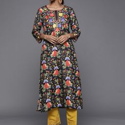 Varanga Woman Pashmina Floral Printed Straight Winter Kurta-image-21