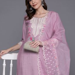 Indo Era Floral Embroidered Regular Thread Work Kurta With Trousers & Dupatta-picture-28