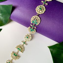 I Jewels Gold Plated & Kundan Studded And Beaded Sheeshphool-image-80