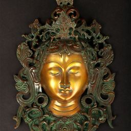 Exotic India Gold-Toned Tibetan Buddhist Goddess Tara Wall Hanging Mask-image-57