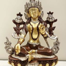 Exotic India Gold Toned Brass Tibetan Buddhist Goddess Tara Showpiece-image-5