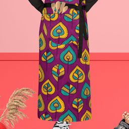 ArtzFolio Purple & Yellow Cotton Printed Waist to Feet Apron-23