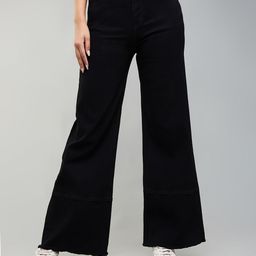 DOLCE CRUDO Women Wide Leg High-Rise Heavy Fade Stretchable Jeans-picture-18