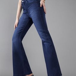 DOLCE CRUDO Women Wide Leg High-Rise Light Fade Stretchable Jeans-image-87
