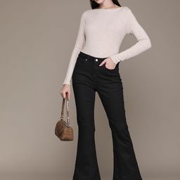 bebe Women Denim Daze Flared-Fit Mid-Rise Slash Knee Bootcut Jeans-image-48