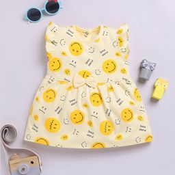 YK X Tinyo Girls Conversational Printed Flutter Sleeve Fit & Flare Dress-17