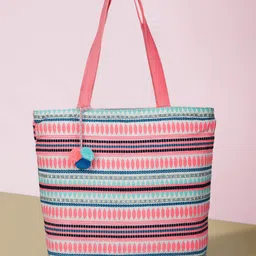 ALII AND ALIIZEY Peach-Coloured & Cream-Coloured Self Design Tote Bag-25