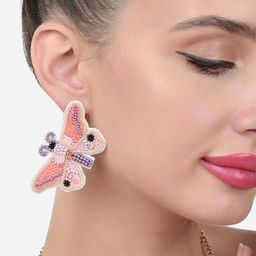 Zaveri Pearls Beads Embellished Contemporary Butterfly Drop Earrings-20