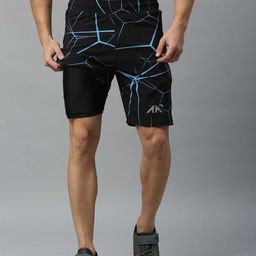 AESTHETIC NATION Men Black Printed Slim Fit Training or Gym Sports Shorts-image-20