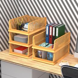 Aura Cream-Coloured 5 Pieces Regular Office Desk Organisers-29