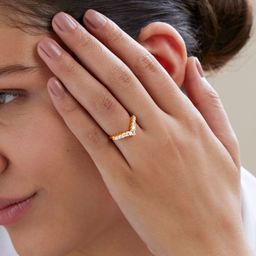 MINUTIAE Gold-Plated Crystal Studded Adjustable Finger Ring-image-0