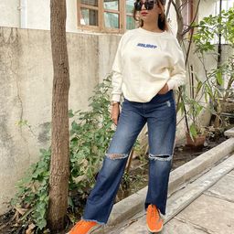 Tokyo Talkies Women Blue Straight Fit Slash Knee Light Fade Jeans-image-70