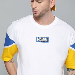 Kook N Keech Marvel Men White  Blue Cotton Brand Logo Print Detail Round Neck Pure Cotton Oversized T-shirt-image-64