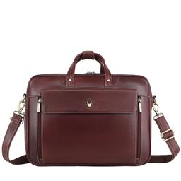 WildHorn Men Maroon Textured Genuine Leather 15 Inch Laptop Bag-31