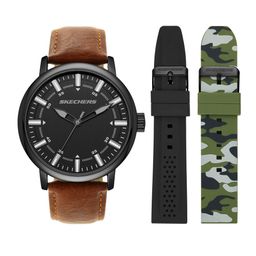 Skechers Men Black Dial & Brown Straps Analogue Watch SR9030-44