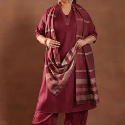 EXTRA LOVE BY LIBAS Plus Size Thread Work Kurta With Salwar & Dupatta-picture-29