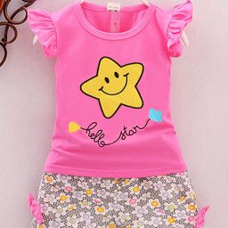 Bold N Elegant Girls Printed Cotton Top with Shorts-image-53