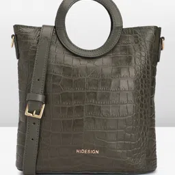 Hidesign Crocodile Textured Leather Structured Handheld Bag-4