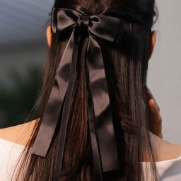 Rubans Black Satin Ribbon Bow Hair Clip-35