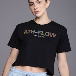 HRX by Hrithik Roshan Women Typography Printed Pure Cotton T-shirt-picture-31