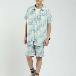 Monte Carlo Boys Printed Short Sleeves Shirt With Shorts & T-Shirt-image-94